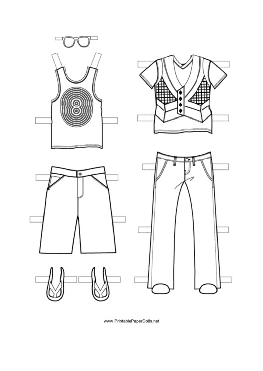 Boy Paper Doll More Outfits To Color Printable pdf