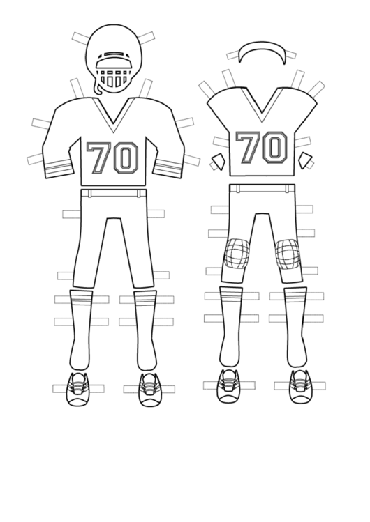 Male Football Player Paper Doll Uniforms To Color Printable pdf