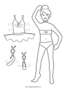 Ballerina Paper Doll With Bow To Color