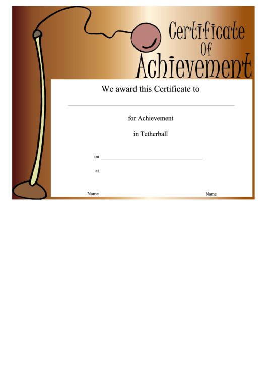 Tetherball Achievement Printable pdf