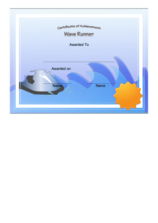 Wave Runner Certificate Printable pdf