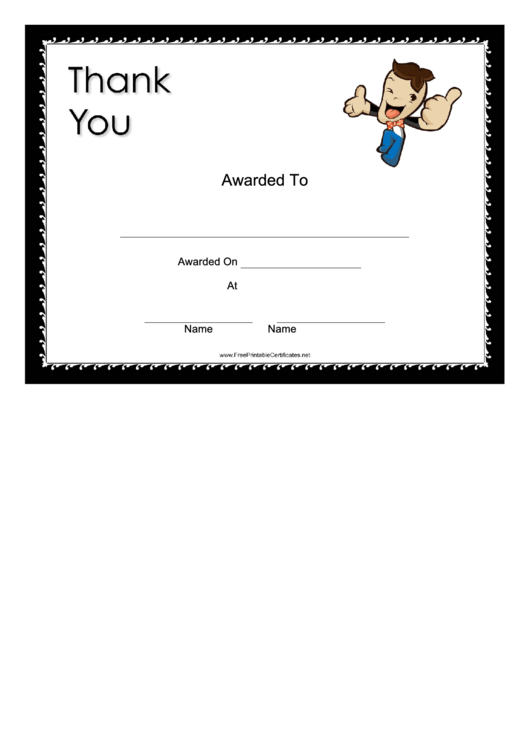 Thank You Small Certificate Printable pdf