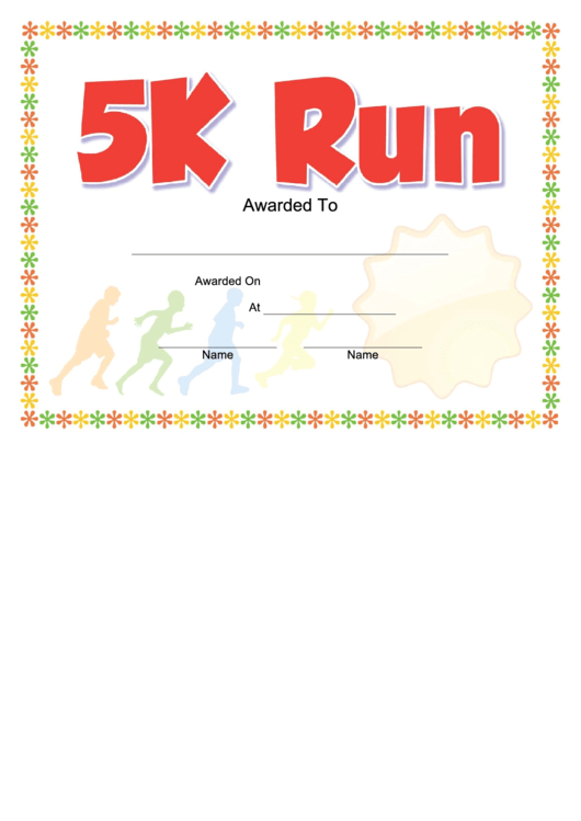 5k Run Certificate Printable pdf
