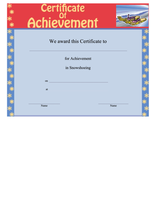 Snowshoeing Achievement Printable pdf