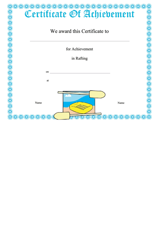 Rafting Achievement Printable pdf