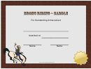 Rodeo Bronc Riding Saddled Certificate