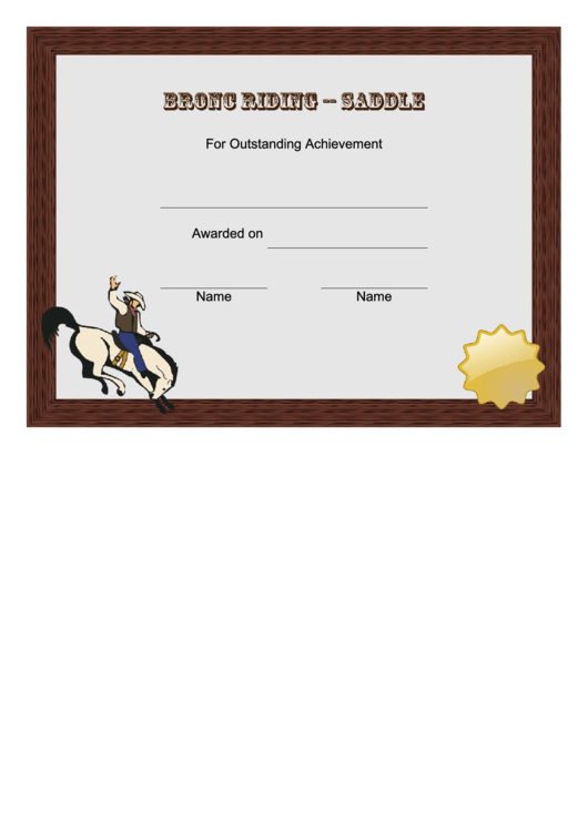 Rodeo Bronc Riding Saddled Certificate Printable pdf