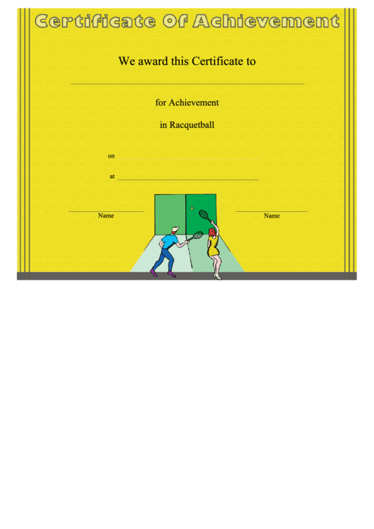 Racquetball Achievement Printable pdf
