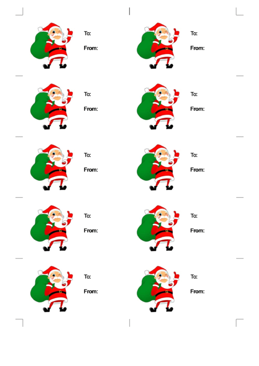 Santa Gift Tag Template (White) Printable pdf