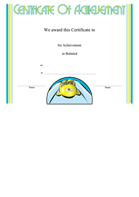 Bobsled Achievement Printable pdf