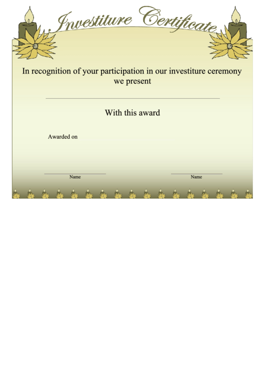 Investiture Certificate Template printable pdf download