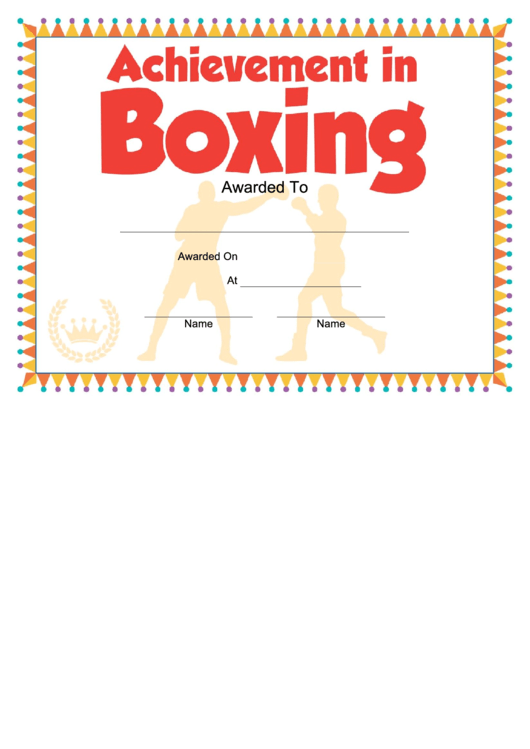 Boxing Certificate Printable pdf