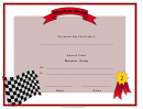 Woodcar Derby Second Place Certificate