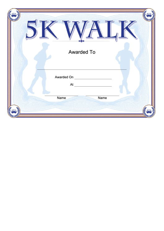 5k Walk Certificate Printable pdf