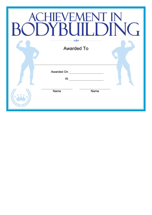 Bodybuilding Blue Certificate Printable pdf