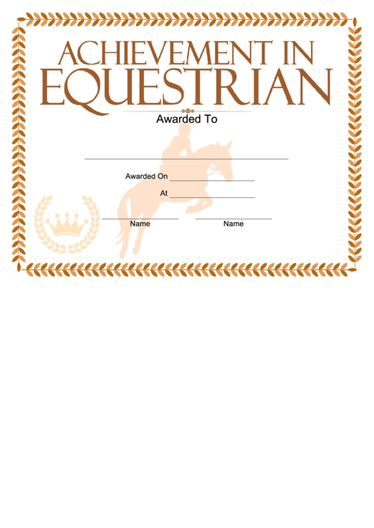 Equestrian Certificate Printable pdf