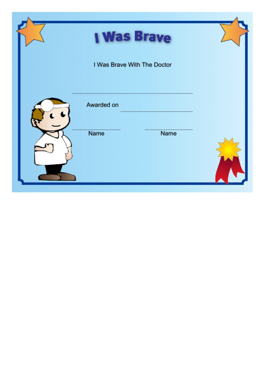 I Was Brave With The Doctor Certificate Printable pdf