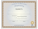 Hospitality Certificate