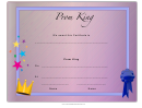 Prom King Certificate