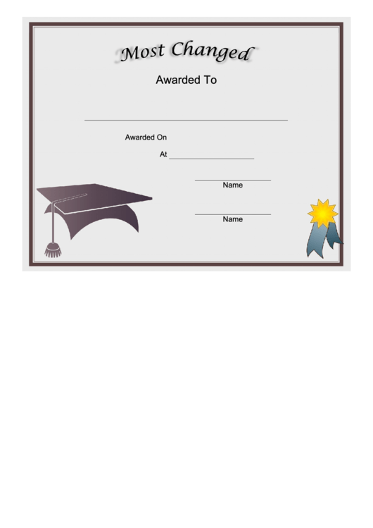 Class Reunion Most Changed Certificate Printable pdf
