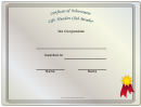 Left Handers Club Member Certificate