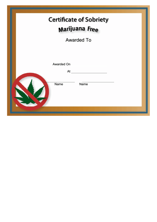Marijuana-Free Certificate Template Printable pdf