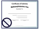 Methamphetamine-free Certificate Template