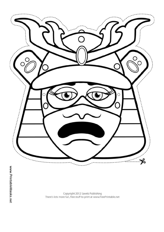 Fillable Samurai Female Mask Outline Template Printable pdf