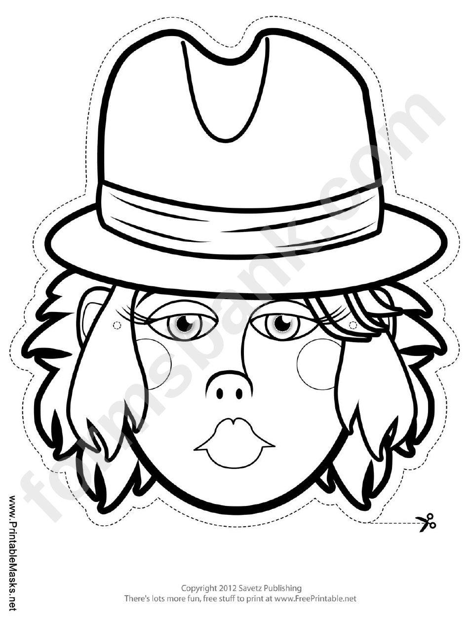 Wild West Female Mask Outline Template