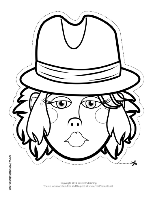 Fillable Wild West Female Mask Outline Template Printable pdf