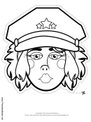 Police Officer Female Mask Outline Template