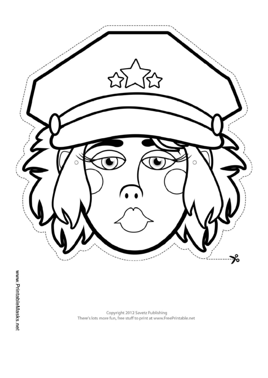 Fillable Police Officer Female Mask Outline Template Printable pdf