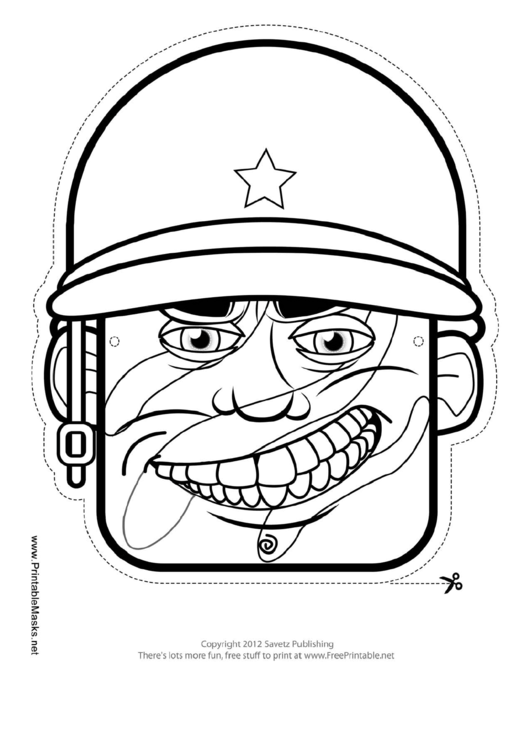 Fillable Soldier Mask Outline Template Printable pdf