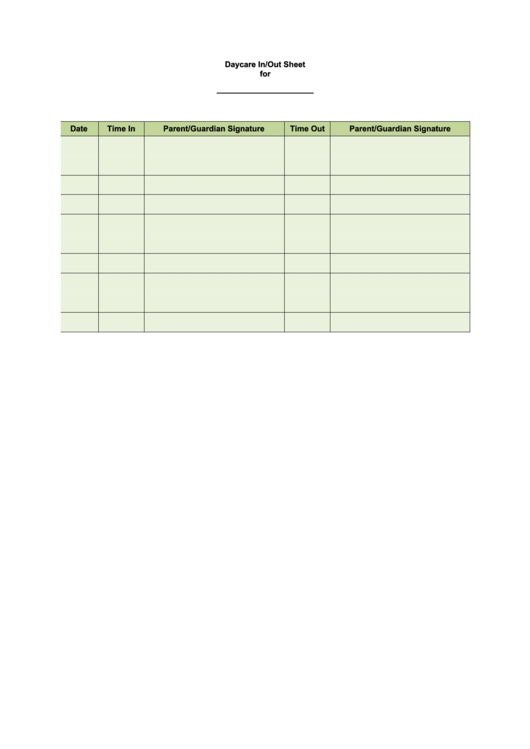 Daycare In And Out Sheet For Printable pdf