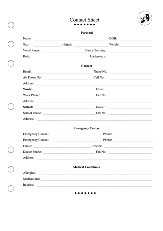 Contact Sheet Printable pdf