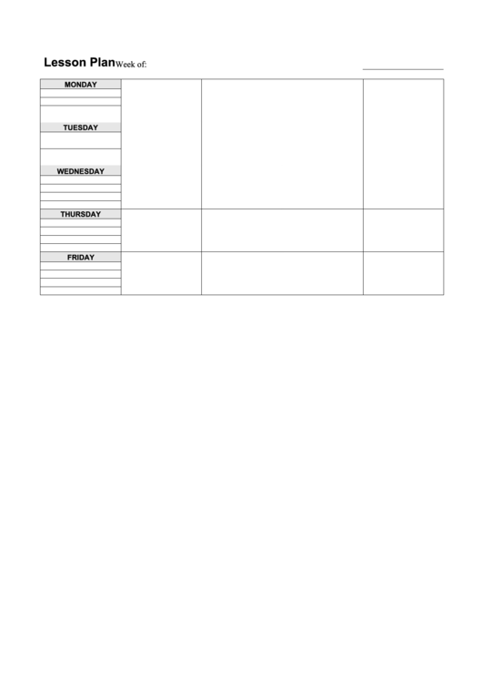 4 Lesson Per Day Weekly Plan Printable pdf