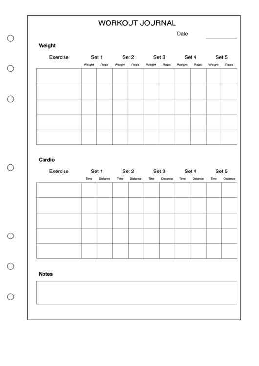 Workout Journal Template Printable pdf