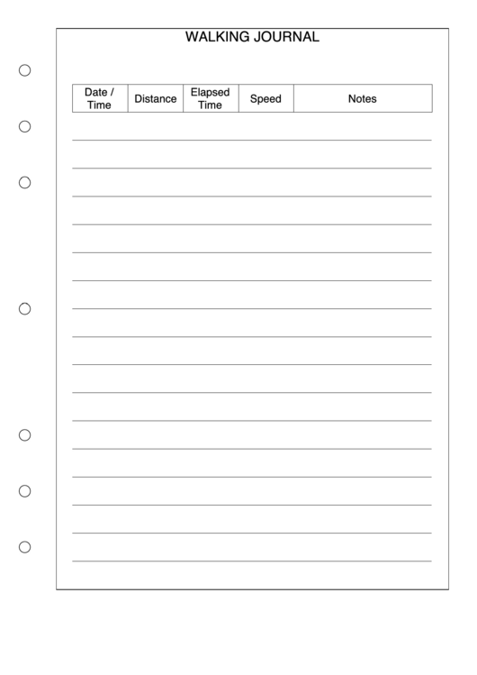 Walking Journal Template Printable pdf