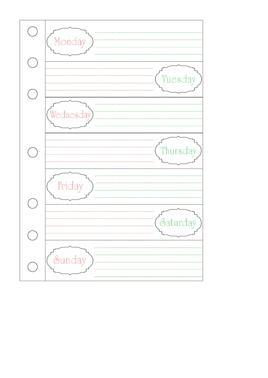 Weekly Journal Template With Day Rows Printable pdf