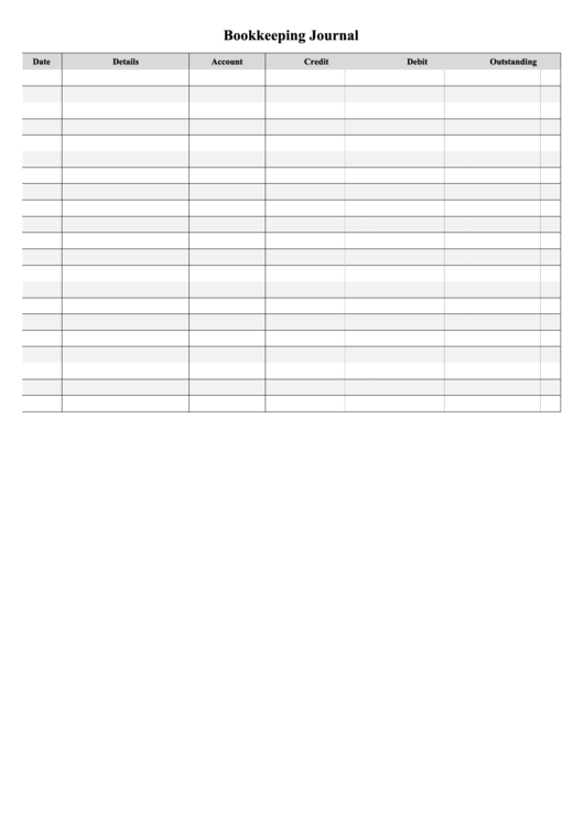 Bookkeeping Journal Template Printable pdf