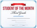 Student Of The Month Third Grade Certificate