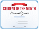 11th Grade Certificate Student Of The Month