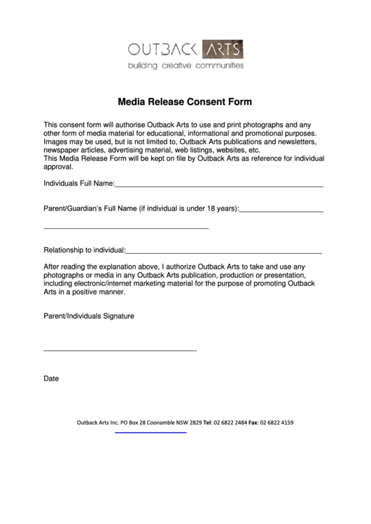 Media Release Consent Form Printable Pdf Download 8900