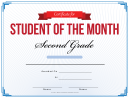 2nd Grade Student Of The Month Certificate