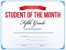 5th Grade Student Of The Month Certificate