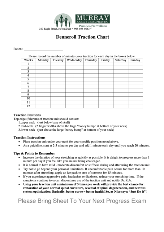Denneroll Traction Chart Printable pdf