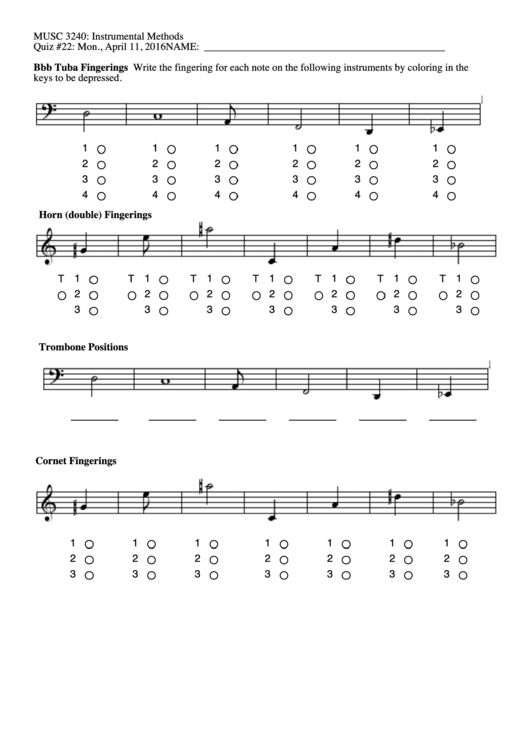 Bbb Tuba Fingerings Printable pdf