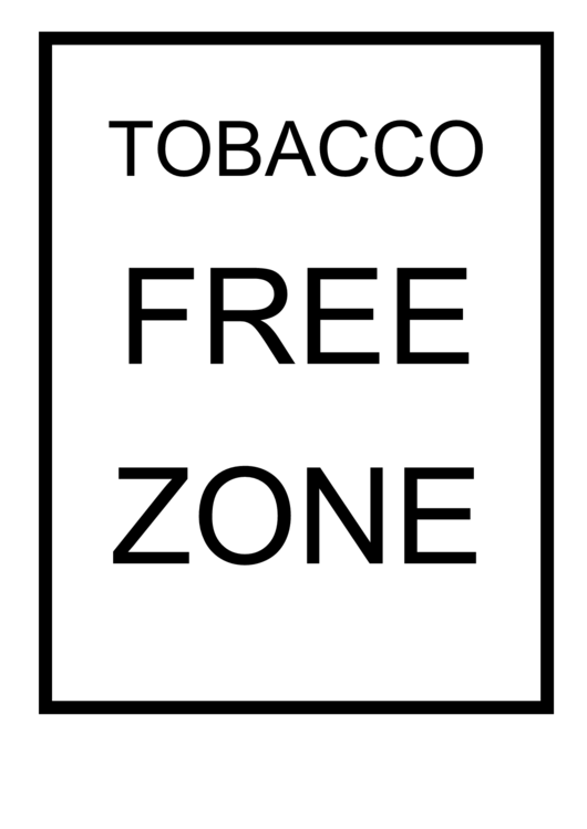 Tobacco-Free Zone Sign Template Printable pdf