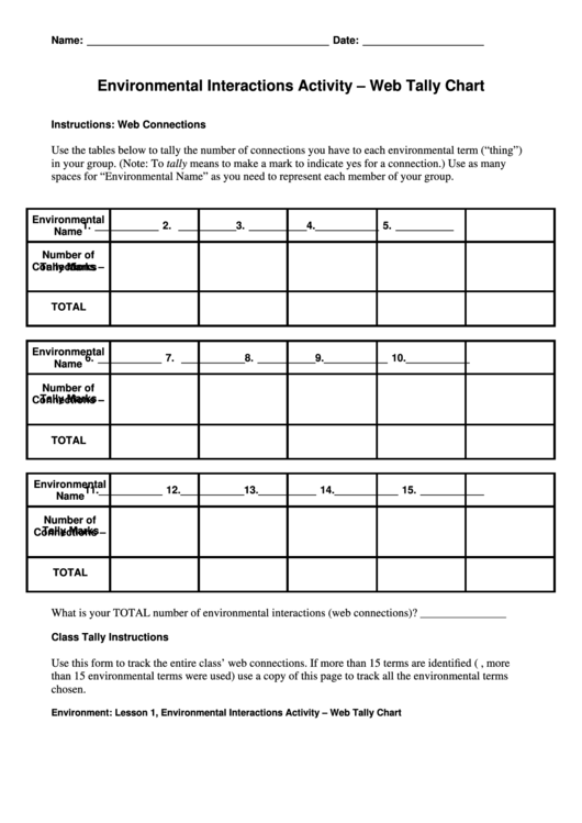 Web Tally Chart Worksheet Printable pdf