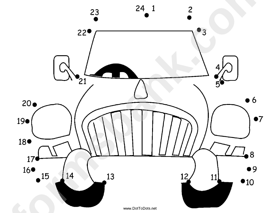 Cartoon Car Dot-To-Dot Sheet